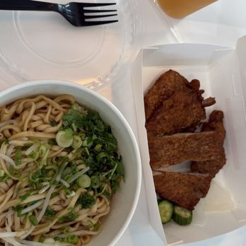 Bafang Dumpling - #8 Old Fashioned Noodle + Bafang Pork Chop + Lemon Black Tea - Bubble Tea Near Me - Arcadia, California