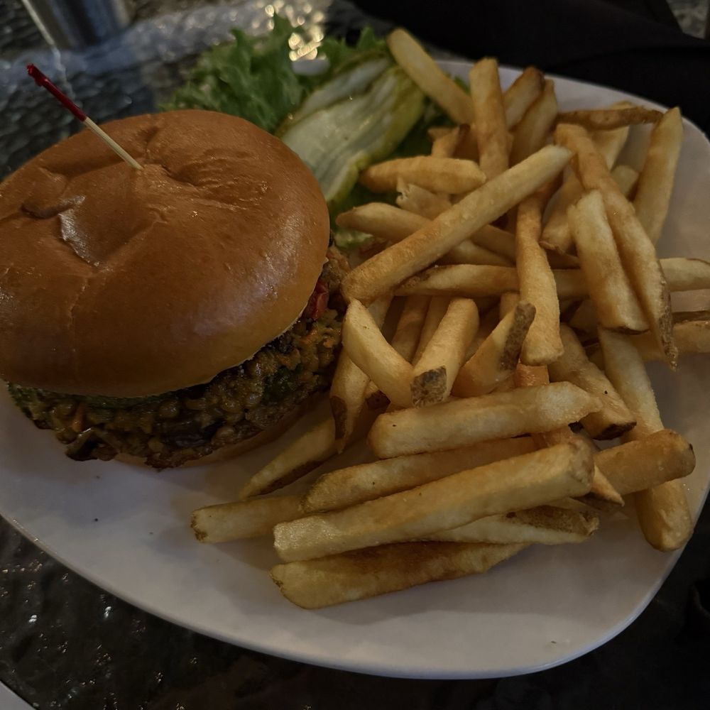 Bistro No. 107 - provençal burger with veggie patty and side of fries - Burgers Near Me - Mount Shasta, California Bistro No. 107 - provençal burger with veggie patty and side of fries - Burgers Near Me - Mount Shasta, California