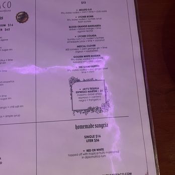 Naked Taco - Menú - Cocktail Bars Near Me - Miami, Florida