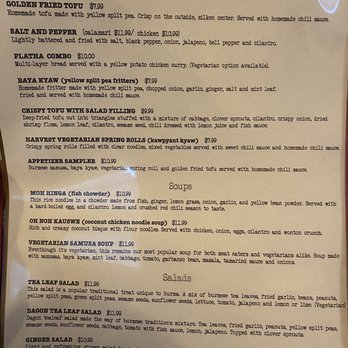Dagon - Menu (07/2021) - Burmese Near Me - Honolulu, Hawaii