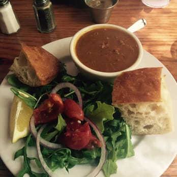 Big City Bread Cafe - Sausage, seafood, and rabbit gumbo with side arugula salad no cheese - Bakeries Near Me - Athens, Georgia Big City Bread Cafe - Sausage, seafood, and rabbit gumbo with side arugula salad no cheese - Bakeries Near Me - Athens, Georgia