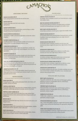 Menu photo 7 Camacho's Mexican Restaurant San Antonio, TX