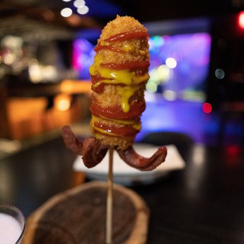 The Beast - Korean corn dog, looks like a squid, but it's just a hot dog. - New American Near Me - Las Vegas, Nevada The Beast - Korean corn dog, looks like a squid, but it's just a hot dog. - New American Near Me - Las Vegas, Nevada