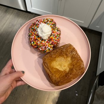 Donut King - Cinnamon cronut and glazed donut with rainbow sprinkles and buttercream icing. - Donuts Near Me - Winter Park, Florida