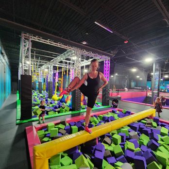Flying Squirrel - Mom trying the balance beam - Trampoline Parks Near Me - Moscow, Idaho Flying Squirrel - Mom trying the balance beam - Trampoline Parks Near Me - Moscow, Idaho