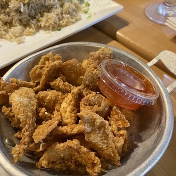 Too Thai Street Eats - Crispy Chicken Skin, Crispy pork and crab fried rice. - Thai Near Me - Carrollton, Texas
