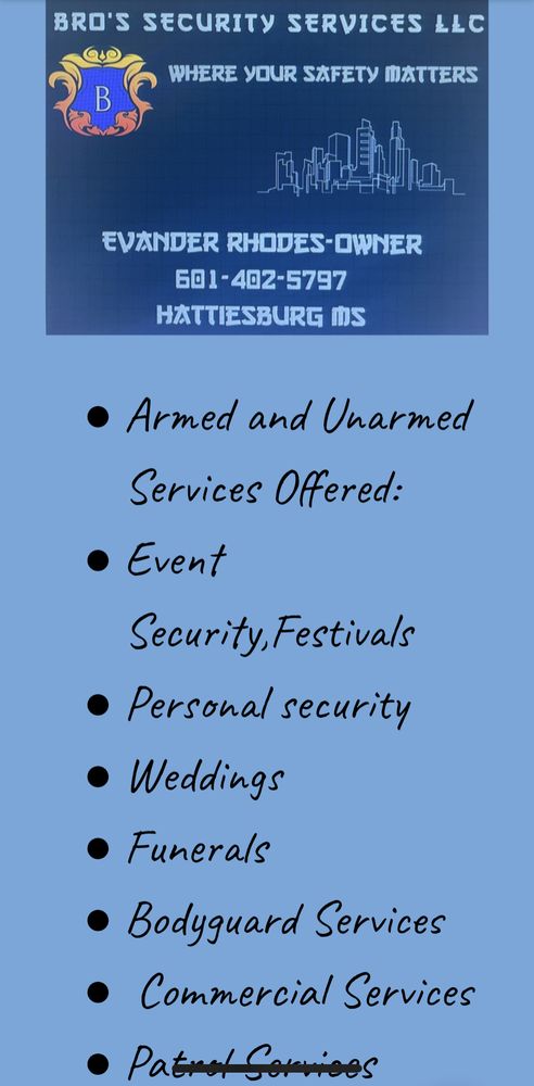 BRO’S SECURITY SERVICES - Request a Quote - Hattiesburg, Mississippi ...