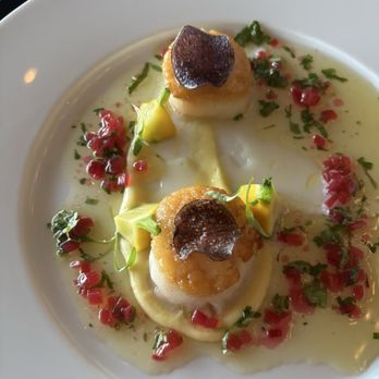 Salt - Scallop Lightly Seared, Corn Purée, Cilantro Chimichurri - New American Near Me - Amelia Island, Florida