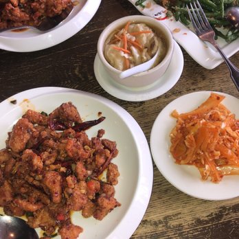 Lao Sze Chuan - Tony's chicken, spicy cabbage, wonton soup, green beans. Yum! - Szechuan Near Me - Chicago, Illinois