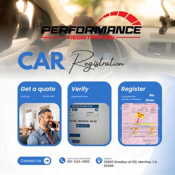 Performance Registration - Registration Services Near Me - Menifee, California