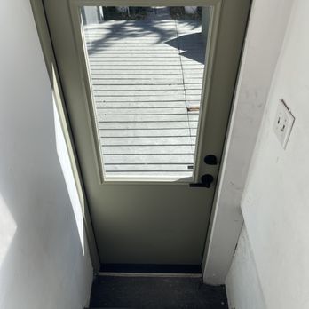 The Door Store - This is the non-standard pre-hung rear door, fiberglass with a half window. (Pardon the dirty walls. The house is a work in progress.) - Door Sales/Installation Near Me - Denver, Colorado