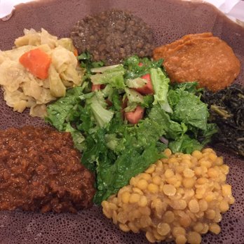 Blue Nile - Vegetarian combo.  All delicious!!!! - Ethiopian Near Me - Houston, Texas
