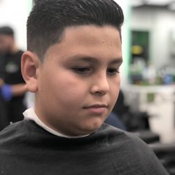 Fresh Barbershop - Faded with a 1 and scissors on top