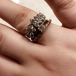 Fixed the prongs on the engagement ring, wedding band, and anniversary ring. Soldered them together and cleaned them!