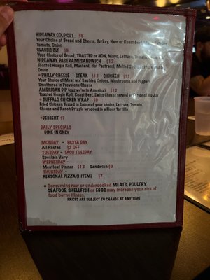 Menu photo 5 The Hideaway Tavern Las Vegas, NV Menu photo 5 The Hideaway Tavern Las Vegas, NV