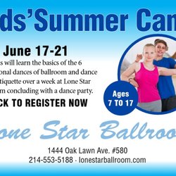 Lone Star Ballroom - Kids Camp kicks off this June.  Register your child today!