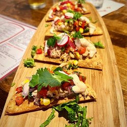 Salt Factory Pub - Salmon tostadas were fabulous. Would get these again.