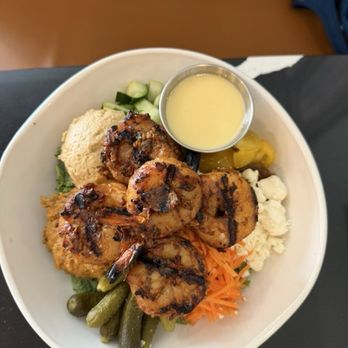 Estia Kitchen - Build your own bowl, with shrimp. - Mediterranean Near Me - Savannah, Georgia Estia Kitchen - Build your own bowl, with shrimp. - Mediterranean Near Me - Savannah, Georgia