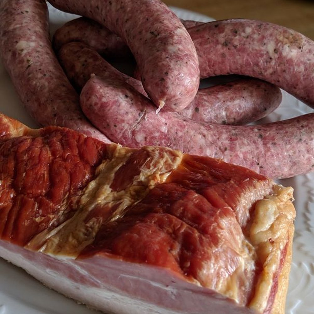 Redlinski Meats - Very lightly smoked sausage and yummy slab bacon. - Meat Shops Near Me - Buffalo, New York