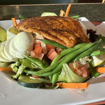 John's Restaurant - Salmon salad (or is it Nicoise?) with a honking slab of fish on top. So much good fresh stuff here. - American Near Me - Palm Springs, California John's Restaurant - Salmon salad (or is it Nicoise?) with a honking slab of fish on top. So much good fresh stuff here. - American Near Me - Palm Springs, California