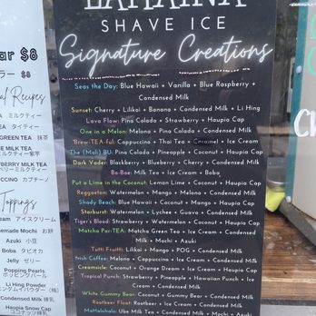 Lahaina Shave Ice - Menu - Desserts Near Me - Honolulu, Hawaii
