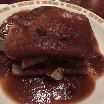 Schwabl's Restaurant - Carved ham sandwich w/ tomato sauce. The sauce is flavored with clove, sweet & tangy. Get it on the side unless you like soggy bread. - American Near Me - West Seneca, New York Schwabl's Restaurant - Carved ham sandwich w/ tomato sauce. The sauce is flavored with clove, sweet & tangy. Get it on the side unless you like soggy bread. - American Near Me - West Seneca, New York