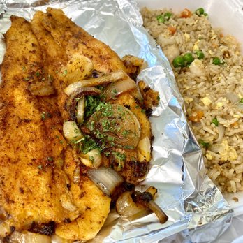 Captain Seafood Restaurant - Grilled flounder with their delicious sauce. Fried rice is surprisingly tasty too!! - Seafood Near Me - Houston, Texas Captain Seafood Restaurant - Grilled flounder with their delicious sauce. Fried rice is surprisingly tasty too!! - Seafood Near Me - Houston, Texas