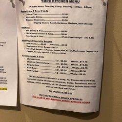 Young Men's Republican Club - Menu - Thursday, Friday & Saturday 4pm-8pm (Holidays Exempt)