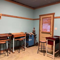 The Lark's Nest - Our Jewelry making nest is outfitted with 6 workbenches, magnifying lamps, rotary tools, welding station, 3 kilns, hepa purifier, etc.