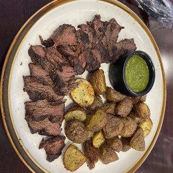 Spice Circle - Grilled Skirt Steak with Chimichurri Sauce and rosemary potatoes with chipotle sauce - New American Near Me - Falls Church, Virginia Spice Circle - Grilled Skirt Steak with Chimichurri Sauce and rosemary potatoes with chipotle sauce - New American Near Me - Falls Church, Virginia