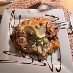 Centenário - Traditional Portuguese dish  Cod with puréed broccoli & sweet potatoes.