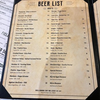 Brick & Bourbon - Drink menu - New American Near Me - Maple Grove, Minnesota