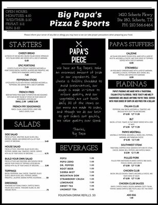 Menu photo 4 Big Papa's Schertz, TX Menu photo 4 Big Papa's Schertz, TX