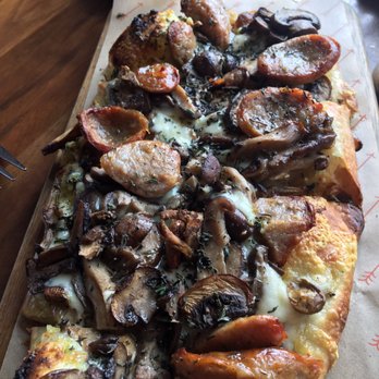 Saint & Second - Flatbread sausage pizza - New American Near Me - Long Beach, California Saint & Second - Flatbread sausage pizza - New American Near Me - Long Beach, California