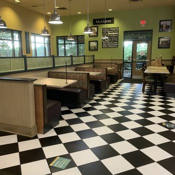 McAlister's Deli - Tables with black holders are available to eat at (socially distanced) - Delis Near Me - Rock Hill, South Carolina McAlister's Deli - Tables with black holders are available to eat at (socially distanced) - Delis Near Me - Rock Hill, South Carolina