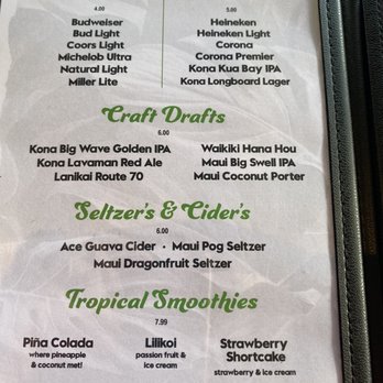 Fairway Grill - Beers, seltzers, etc. menu - Breakfast & Brunch Near Me - Hilo, Hawaii