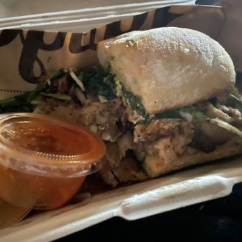 Lardo - Porchetta sandwich (half gone) - Sandwiches Near Me - Las Vegas, Nevada Lardo - Porchetta sandwich (half gone) - Sandwiches Near Me - Las Vegas, Nevada