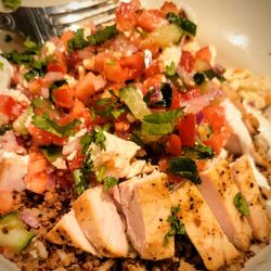 BJ's Restaurant & Brewhouse - Enhanced Mediterranean Chicken Bowl.