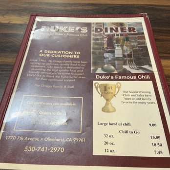 Duke's Diner - Menu 1/23 - Diners Near Me - Olivehurst, California Duke's Diner - Menu 1/23 - Diners Near Me - Olivehurst, California