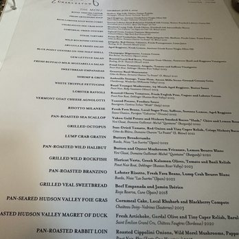 Charleston - Menu - New American Near Me - Baltimore, Maryland