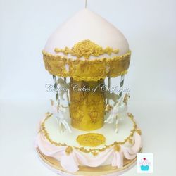 Custom Cakes of California - Red velvet cake (even the center) with fondant carousel horses