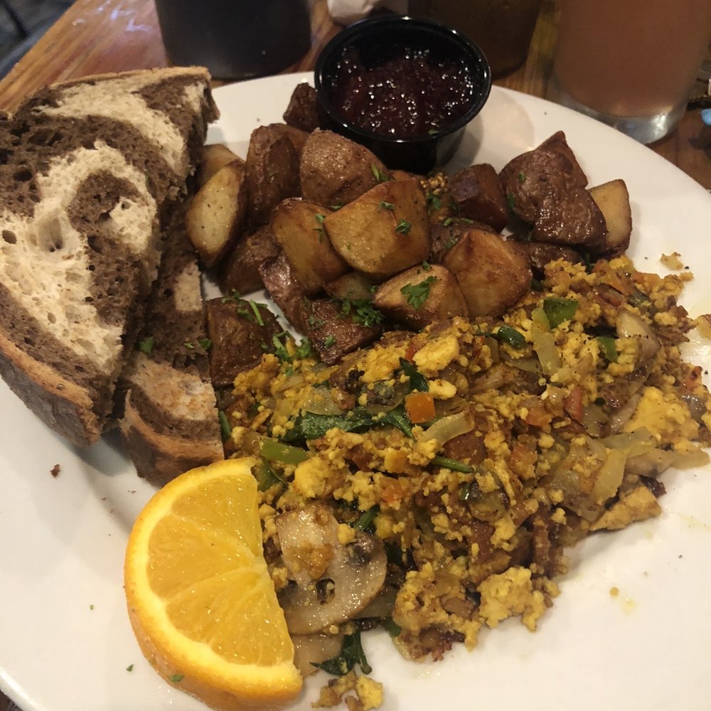 Backwater - Tofu Scramble w/vegan bacon, mushrooms, onions, spinach and peppers - Breakfast & Brunch Near Me - Melbourne, Florida