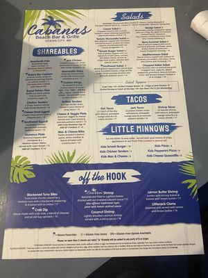Menu photo 1 Cabanas Beach Bar & Grille Ocean City, MD