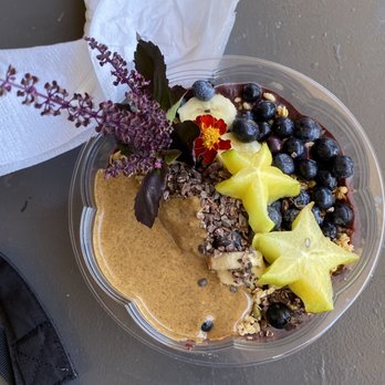 Aa Roots Maui - Ka-chava bowl with almond butter - Vegan Near Me - Lahaina, Hawaii Aa Roots Maui - Ka-chava bowl with almond butter - Vegan Near Me - Lahaina, Hawaii