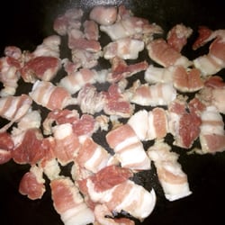 BM Meat Market - Frying some pork belly...