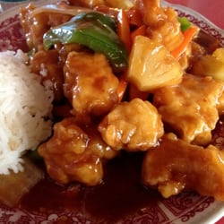 Princess Chicken: Breaded chicken with pineapples, green peppers, carrots, and onions. Its sweet and a little mild.