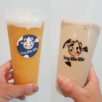 Hey Niu Niu - Mango smoothie and cream cheese + tofu pudding and black tea - Bubble Tea Near Me - Toronto, Ontario
