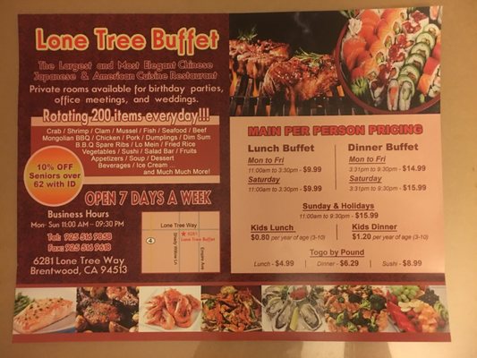 Menu photo 8 Lone Tree Buffet Brentwood, CA