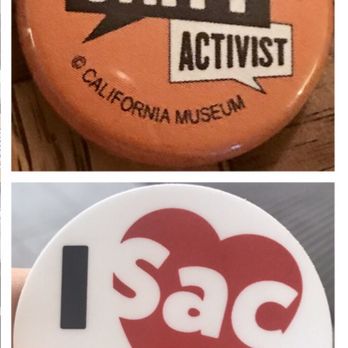The California Museum - The mini pin I won which I wore on my jacket and the Museum sticker they handed out to show at participating restaurants for discounts!! - Museums Near Me - Sacramento, California The California Museum - The mini pin I won which I wore on my jacket and the Museum sticker they handed out to show at participating restaurants for discounts!! - Museums Near Me - Sacramento, California