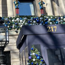 The 'Quin House - Entrance dressed for cold and Christmas